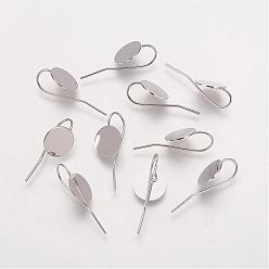Platinum Brass Earring Hooks, Ear Wire, Platinum, Tray: 10mm, 24x10x0.5mm, 21 Gauge, Pin: 0.7mm