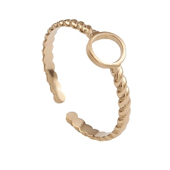 Настоящее золото 14K Ионное покрытие (ip) 304 манжеты из нержавеющей стали, витое кольцо для женщин, реальный 14 k позолоченный, 2~6 мм, внутренний диаметр: 17.4 мм