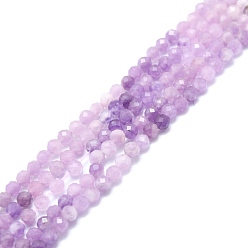 Lilac Jade Natural Lilac Jade Beads Strands, Faceted, Round, 3mm, Hole: 0.7mm, about 115pcs/strand, 15.16''~15.55''(38.5~39.5cm)