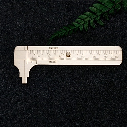 Без Покрытия Латунный скользящий калибр мини-нониусный штангенциркуль, двойная шкала, мм/дюйм мини латунная карманная линейка, сырой (без покрытия), 97x34x6 мм, диапазон измерения: 8см