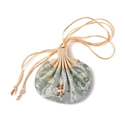 Бежевый Кошельки для монет саше из китайской парчи, подарочные пакеты для ювелирных изделий с цветочной вышивкой на шнурке, для женщин девушек, бежевые, 9.2x12 см