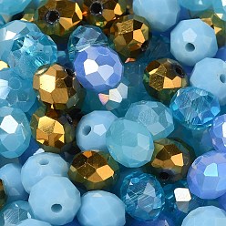Pale Turquoise Glass Beads, Faceted, Rondelle, Pale Turquoise, 10x8mm, Hole: 1mm, about 67pcs/60g
