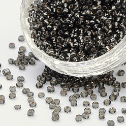Gris Clair 6/0 perles de rocaille de verre, trou rond argenté, ronde, gris clair, 6/0, 4mm, Trou: 1.5mm, environ500 pcs / 50 g, 50 g / sac, 18sacs/2livres