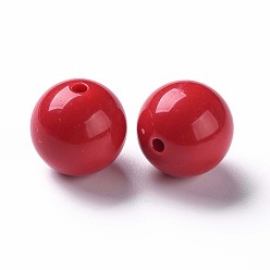 Brique Rouge Perles acryliques opaques, ronde, firebrick, 20x19mm, Trou: 3mm, environ111 pcs / 500 g