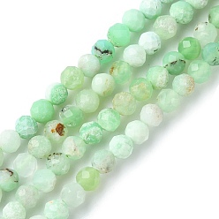 Chrysoprase Natural Chrysoprase Beads Strands, Faceted, Round, 4mm, Hole: 0.8~1mm, about 103~105pcs/strand, 15.35~15.55 inch(39~39.5cm)