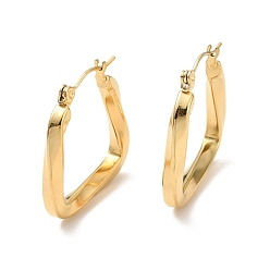 Golden Ion Plating(IP) 304 Stainless Steel Trapezoid Hoop Earrings for Women, Golden, 25x26x3.5mm, Pin: 0.7mm