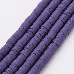 Средний Фиолетовый Ручной полимерные нити глины шарик, Heishi бусы, Диск / плоские круглые, средне фиолетовый, 6x0.5~1 мм, отверстие : 2 мм, около 320~447 шт / нитка, 15.74 дюйм ~ 16.92 дюйм