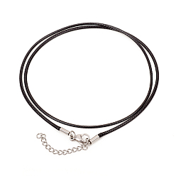 Черный Изготовление ожерелий из вощеного полиэстера, с 304 из нержавеющей стали Lobster Claw застежками, цвет нержавеющей стали, чёрные, 18.7 дюйм (47.5 см) 1.5 мм