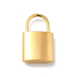 Real 18K Gold Plated Ion Plating(IP) 304 Stainless Steel Pendants, Padlock Charms, Real 18K Gold Plated, 24x15x5mm, Hole: 8.5x8.5mm