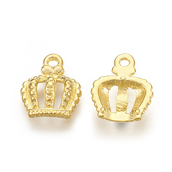Golden Tibetan Style Alloy Crown Charms, Lead Free & Cadmium Free, Golden, 14x12x1mm, Hole: 1.5mm