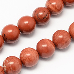 Jaspe Rouge Jaspe rouge naturel brins de perles, ronde, 10mm, Trou: 1mm, Environ 40 pcs/chapelet, 15.7 pouce