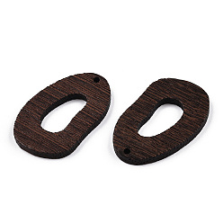 Coconut Brown Natural Wenge Wood Pendants, Undyed, Irregular Oval Charms, Coconut Brown, 38x24x3.5mm, Hole: 2mm