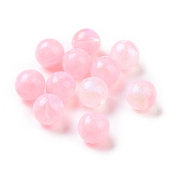 Perlas de Color Rosa Abalorios de acrílico opacos, perlas de brillo, rondo, rosa perla, 10.5~11 mm, agujero: 2 mm, Sobre 510 unidades / 500 g