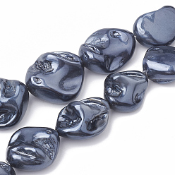 Slate Gray Shell Pearl Beads Strands, Polished, Nugget, Slate Gray, 15~25x10~26x5~16mm, Hole: 1mm, about 18pcs/strand, 14.96 inch