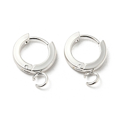Silver 201 Stainless Steel Huggie Hoop Earrings Findings, with Vertical Loop, with 316 Surgical Stainless Steel Earring Pins, Ring, Silver, 11x2mm, Hole: 2.7mm, Pin: 1mm