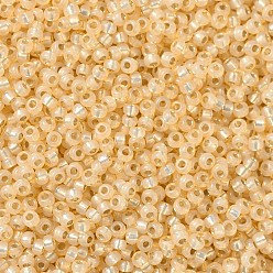 (RR552) Dyed Light Apricot Silverlined Alabaster Perles rocailles miyuki rondes, perles de rocaille japonais, (rr 552) abricot clair teint en albâtre argenté, 11/0, 2x1.3mm, trou: 0.8 mm, sur 1100 pcs / bouteille, 10 g / bouteille