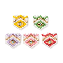 Mixed Color Handmade Seed Beads, Loom Pattern, Eye Arrow Pendant, Mixed Color, 15.5x15x2mm, Hole: 0.8mm