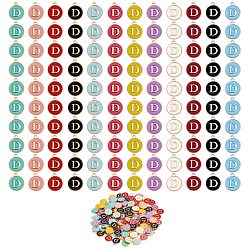 Letter D 120 шт 12 цвета позолоченные подвески из сплава, с эмалью, эмалированные блестки, плоские круглые с буквы, letter.d, 14x12x2 мм, отверстие : 1.5 мм, 10 шт / цвет