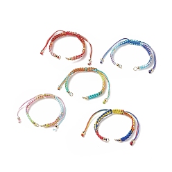 Couleur Mélangete Bracelets tressés en fil de polyester, pour la fabrication de bracelets à maillons réglables, avec placage ionique (ip) 202 billes en acier inoxydable, couleur mixte, 5-3/8~9-3/4 pouce (13.8~24.7 cm)