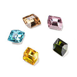 Mixed Color Glass Rhinestone Cabochons, Flat Back & Back Plated, Parallelogram, Mixed Color, 12x10.5x5.6mm