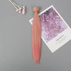 Corail Clair Cheveux longs et raides de coiffure de poupée de fibre à haute température, pour bricolage fille bjd making accessoires, corail lumière, 25~30 cm