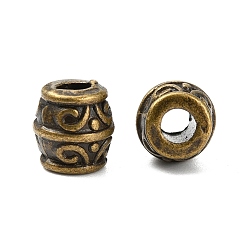Bronze Antique Perles en alliage de style tibétain, sans plomb et sans cadmium, baril, environ 8 mm de large, épaisseur de 8mm, Trou: 3.2mm