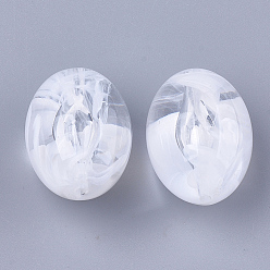 Clair Perles acryliques, pierre d'imitation, ovale, blanc clair, 32x23mm, trou: 2 mm, environ 48 pcs / 500 g