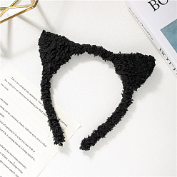 Black Plush Cat Handband, Resin Makeup Pressure Hair Bands Accessories for Women, Black, 165x165mm