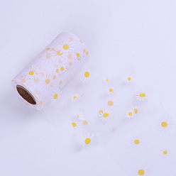 Blanc Rouleaux de tissu de tulle en polyester de mètres, Bobine de ruban de tournesol en maille déco pour mariage et décoration, blanc, 25 pouces (4 mm)