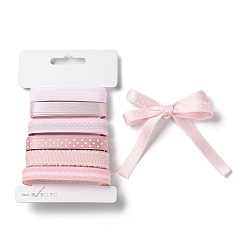 Pink 18 yards 6 styles ruban en polyester, pour le bricolage fait main, nœuds de cheveux et décoration de cadeaux, palette de couleurs rose, rose, 3/8~1/2 pouces (9~12 mm), environ 3 mètres/style