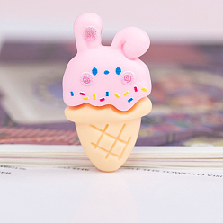 Ice Cream Cabujones de resina opaca tema conejo de pascua, rosa perla, patrón de helado, 30x16 mm