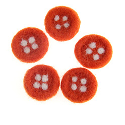 Orange Red Flat Round Button Handmade Wool Felt Ornament Accessories, for DIY Children Hair Tie, Orange Red, 30x30mm