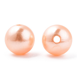 Light Salmon Spray Painted ABS Plastic Imitation Pearl Beads, Round, Light Salmon, 10x9.5mm, Hole: 2mm, about 1040 pcs/500g