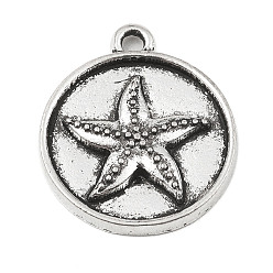 Морская звезда Подвески из сплава своими руками, плоский круглый с серией «Океан», морская звезда, 20x17x2.5 мм, отверстие : 1.8 мм