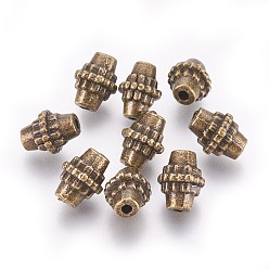 Antique Bronze Tibetan Style Alloy Beads, Lead Free and Cadmium Free, about 8mm in diameter, 10mm long, hole: 2mm.LF1056Y.Antique Bronze Color