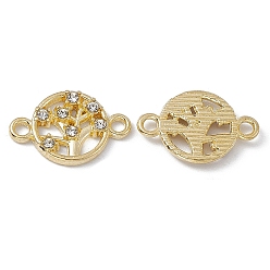 Golden Alloy Connector Charms, Tree of Life Links, with Crystal Rhinestones, Golden, 10.5x16x2mm, Hole: 1.6mm