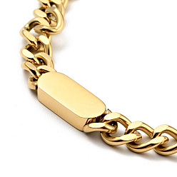 Oro Chapado en iones (ip) 304 collar con colgante rectangular de acero inoxidable con cadenas para hombres y mujeres, dorado, 16.54 pulgada (42 cm)