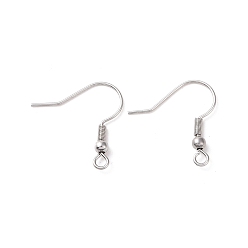 Stainless Steel Color 316 Surgical Stainless Steel Earring Hooks, Ear Wire, with Horizontal Loop, Stainless Steel Color, 20mm, Hole: 1.8mm, 22 Gauge, Pin: 0.6mm