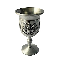 Plata Antigua Cáliz del altar, copa de cáliz de aleación, copa de altar con patrón de mezquita, vajilla ritual para comuniones, plata antigua, 30x70 mm