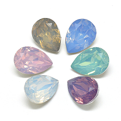 Mixed Color Pointed Back Resin Rhinestone Cabochons, teardrop, Mixed Color, 14x10x6mm, about 220pcs/bag