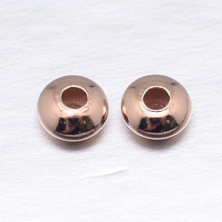Real Rose Gold Plated Real Rose Gold Plated Saucer 925 Sterling Silver Spacer Beads, 4x2mm, Hole: 1.2mm, about 246pcs/20g