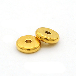 Oro 304 bolas de acero inoxidable, disco / plano y redondo, dorado, 6x2 mm, agujero: 2 mm