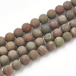 Red Rainbow Jasper Natural Red Rainbow Jasper Beads Strands, Frosted, Round, 8mm, Hole: 1mm, about 47pcs/strand, 15.5 inch