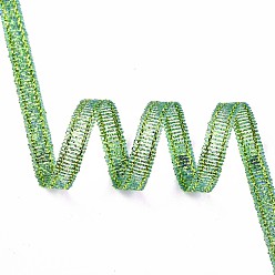 Light Green Glitter Metallic Ribbon, Sparkle Ribbon, with Silver and Golden Metallic Cords, Valentine's Day Gifts Boxes Packages, Light Green, 1/4 inch(5mm), about 300yards/roll(274.32m/roll)