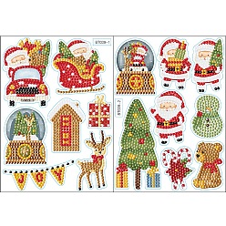 Christmas Socking Kits de pegatinas de pintura de diamantes diy, incluyendo adhesivo autoadhesivo de pvc, diamantes de imitación de resina, bolígrafo adhesivo de diamante, plato de bandeja y arcilla de cola, calcetines de navidad, 180x130 mm, 2 hojas