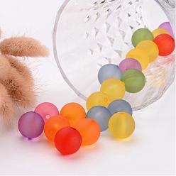 Mixed Color Transparent Acrylic Beads Mix, Round, Frosted, Assorted Colors, about 16mm in diameter, hole: 2mm, about 220pcs/500g