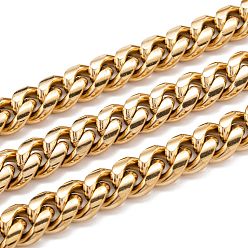 Golden 304 Stainless Steel Cuban Link Chain, Unwelded, with Spool, Golden, 15x12x5.5mm, 16.4 Feet(5m)/roll