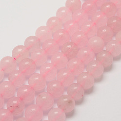 Cuarzo Rosa Natural aumentó de hilos de perlas de cuarzo, rondo, teñido, 10 mm, agujero: 1 mm, sobre 38 unidades / cadena, 15.7 pulgada
