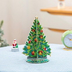 Green DIY Christmas Tree Display Decor Diamond Painting Kits, Including Plastic Board, Resin Rhinestones, Pen, Tray Plate and Glue Clay, Green, 195x130mm
