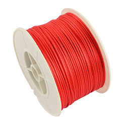 Rouge Fil de nylon ronde, corde de satin de rattail, pour création de noeud chinois, rouge, 1mm, 100 yards / rouleau